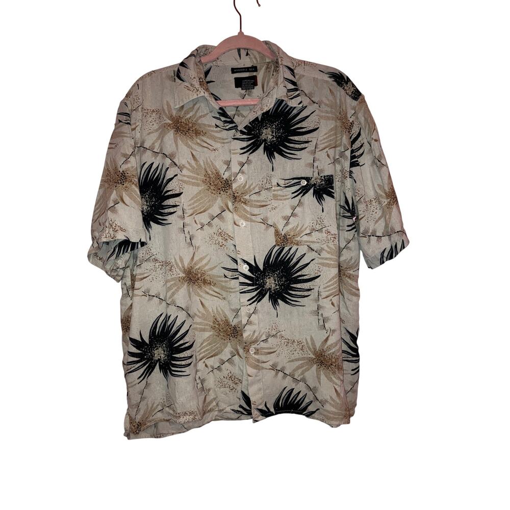 Utopia Hawiian Button Front 100% Silk Top Size XL